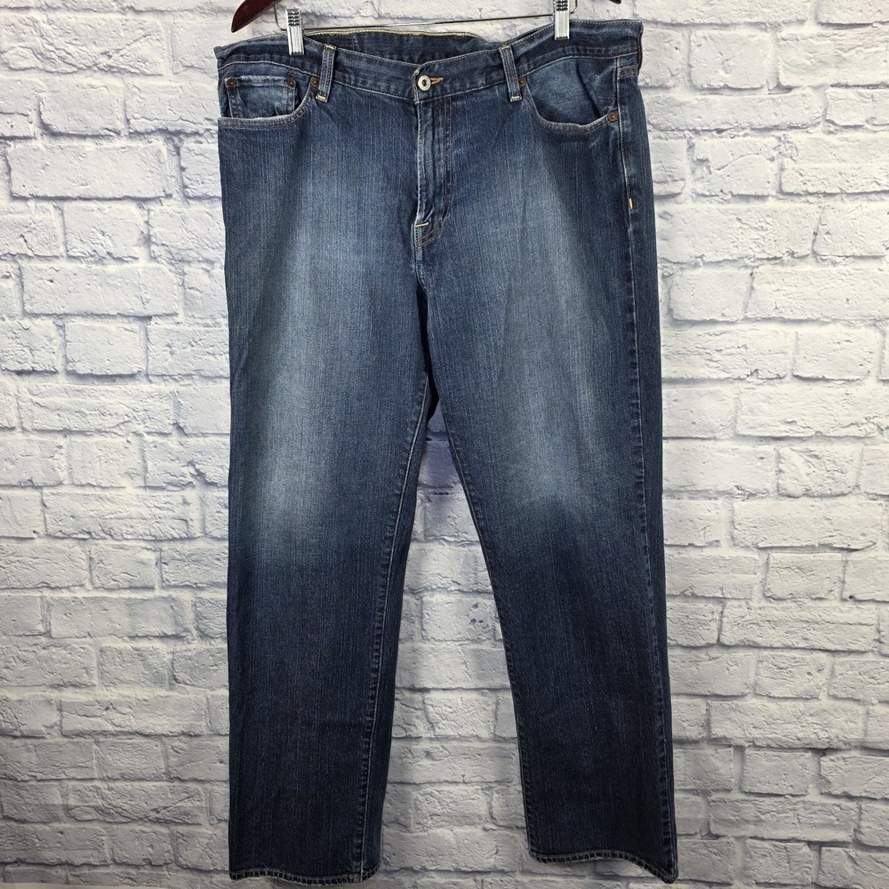 Lucky Brand Men Blue Wash Vintage Straight Stretch Denim‎ Jeans Sz 38 (40X31)